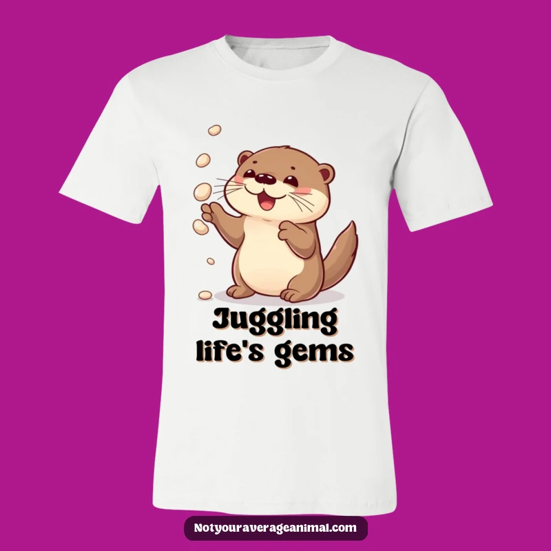 Funny Otter Juggling T-Shirt - Quirky & Humorous Apparel