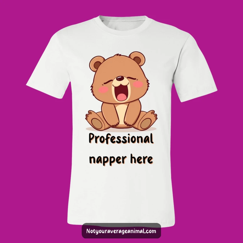 Funny Sleepy Bear Cub Yawn T-Shirt - Comfy Cartoon Animal Tee Gift
