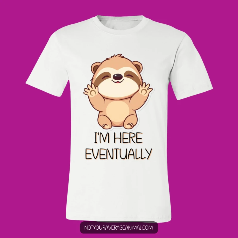Funny Sloth Waving Hello T-Shirt: Adorable Casual Wear for a Cheerful Vibe