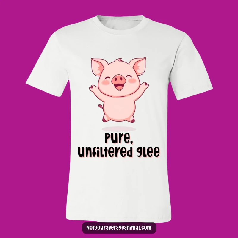 Funny Jumping Piglet T-Shirt: Pink Piglet In Mid-Air Makes A Hilarious Gift