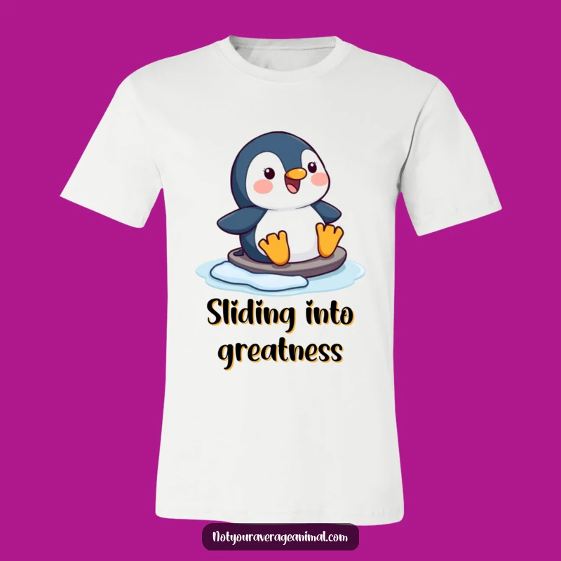 Funny Happy Penguin Sliding T-Shirt, Joyful Arctic Adventure Tee for Gift