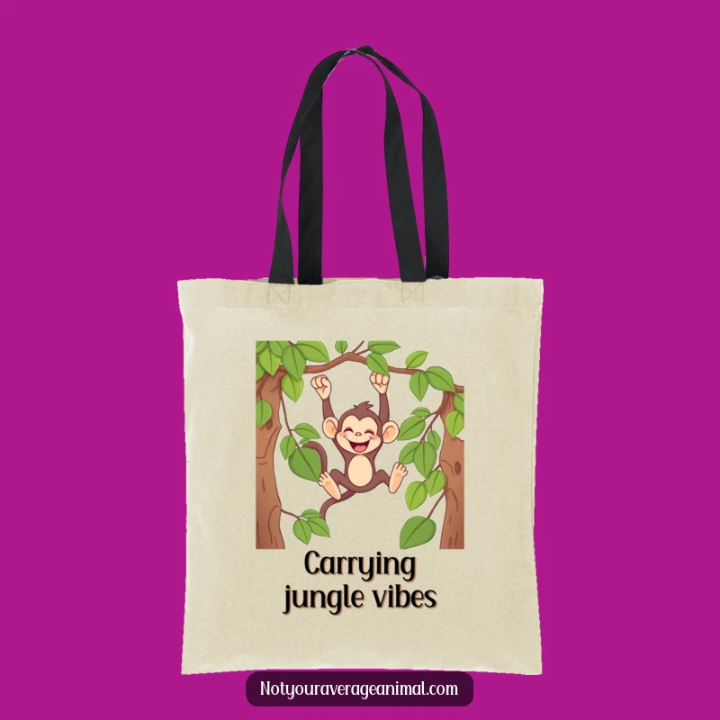 Funny Monkey Vine Swing Tote Bag: Silly Primate Carrier, Great Funny Jungle Gift