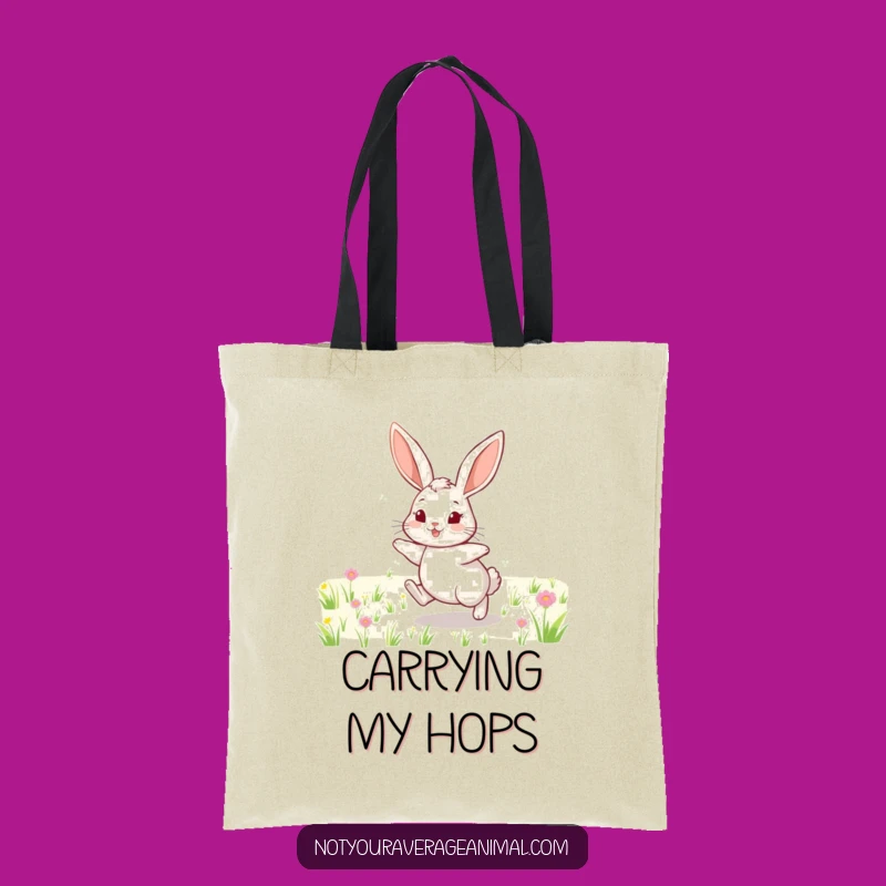 Funny Cheerful Rabbit Field Tote Bag - Practical Funny Animal Accessory