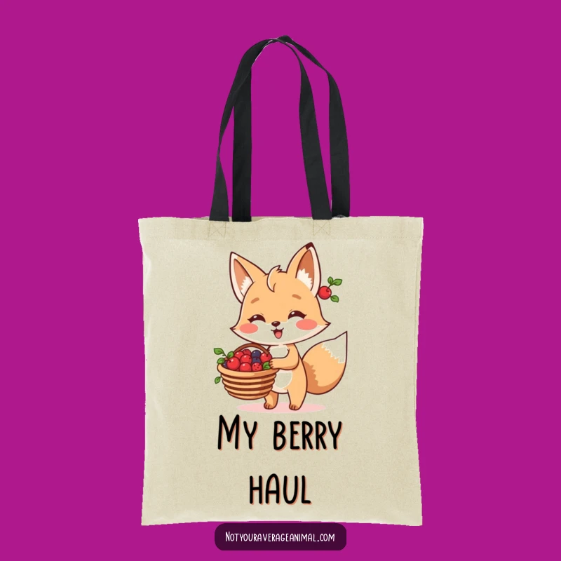 Funny Fox Berry Basket Tote Bag: Carry Your Treasures with This Cheerful Fox!