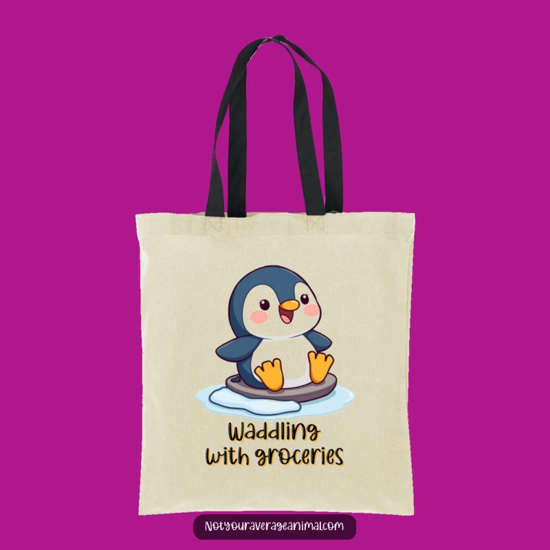Funny Happy Penguin Sliding Tote Bag, Joyful Accessory for Winter Errands